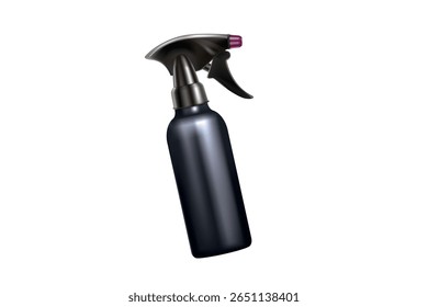 Black salon spray bottle for hair styling and grooming. Ideal for barbershop, beauty, or haircare designs.