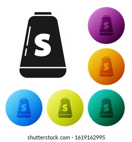 Black Salt icon isolated on white background. Cooking spices. Set icons colorful circle buttons. Vector Illustration