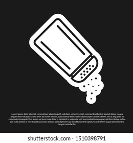 Black Salt and pepper icon isolated on black background. Cooking spices.  Vector Illustration