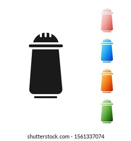 Black Salt and pepper icon isolated on white background. Cooking spices. Set icons colorful. Vector Illustration