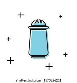 Black Salt and pepper icon isolated on white background. Cooking spices.  Vector Illustration