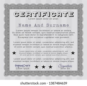Black Sample certificate or diploma. With linear background. Perfect design. Detailed. 