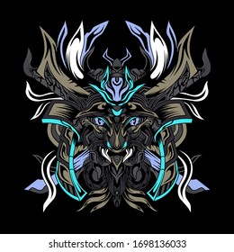 Ilustración vectorial de samurai negro