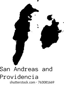 Black San Andreas and Providencia map vector silhouette