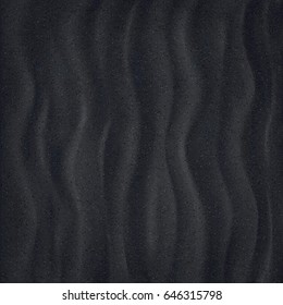Black Sand beach. Closeup. Texture of sand surface. Overhead view. Vector illustration background. 