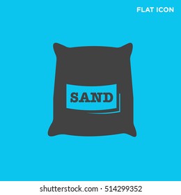 Black sand pouch vector icon on blue background, isolated 