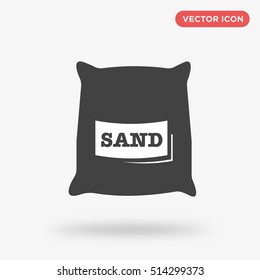 Black sand pouch vector icon on white background, isolated