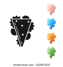 Black Sandwich icon isolated on white background. Hamburger icon. Burger food symbol. Cheeseburger sandwich sign. Street fast food menu. Set icons colorful. Vector Illustration