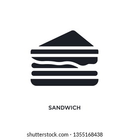 black sandwich isolated vector icon. simple element illustration from hotel and restaurant concept vector icons. sandwich editable logo symbol design on white background. can be use for web and