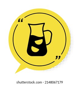 Black Sangria icon isolated on white background. Traditional spanish drink. Yellow speech bubble symbol. Vector