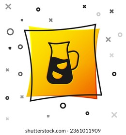 Black Sangria icon isolated on white background. Traditional spanish drink. Yellow square button. Vector