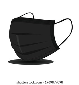 Black sanitary mask vector illustration isolated on white background