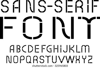 Black sans-serif modern font on white background. Vector illustration