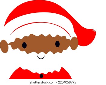 Black Santa Claus. Cute Father Christmas holiday cartoon vector illustration