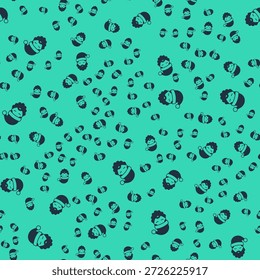 Sombrero negro de Santa Claus e icono de barba aislado sin patrón sobre fondo verde. Felices Navidades y Feliz Año Nuevo.  Vector