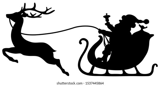 Black Santa Claus In Sleigh Single Reindeer