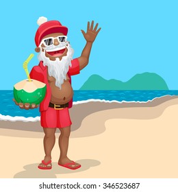 Black Santa Claus taking summer vacations at the beach
Cool character for your designs