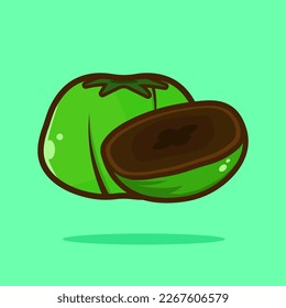 Icono de caricatura plana de apote negro. Icono Fruta Concepto Icono Isolación Isolación Vector Premium Ilustración