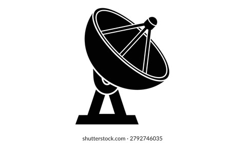 Black satellite dish on stand
