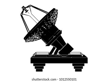 black satellite dish on a white background