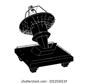 black satellite dish on a white background