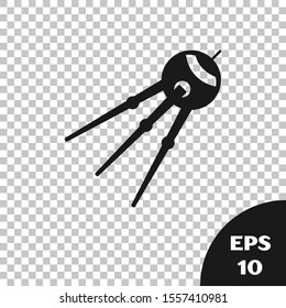 Black Satellite icon isolated on transparent background.  Vector Illustration