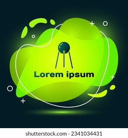 Black Satellite icon isolated on black background. Abstract banner with liquid shapes. Vector