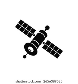 Un satélite negro con un fondo blanco