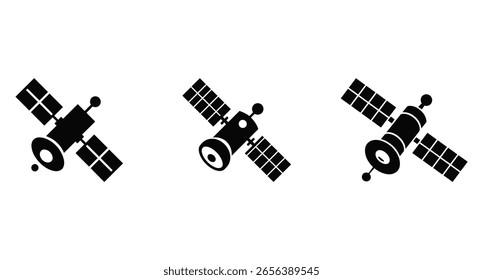 Un satélite negro con un fondo blanco