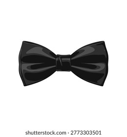 Black Satin Bowtie Isolated on White bow tie neckwear