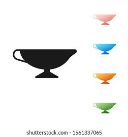 Black Sauce boat icon isolated on white background. Sauce bowl. Set icons colorful. Vector Illustration