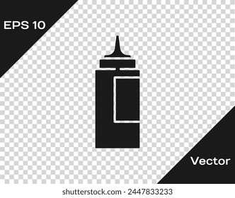 Black Sauce bottle icon isolated on transparent background. Ketchup, mustard and mayonnaise bottles with sauce for fast food.  Vector