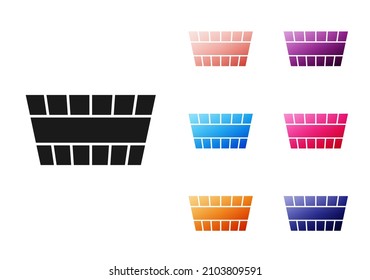 Icono del cubo de la Sauna negra aislado en fondo blanco. Indique los iconos en colores. Vector