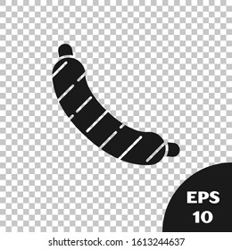 Black Sausage icon isolated on transparent background. Grilled sausage and aroma sign.  Vector Illustration