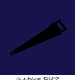 Black saw tool icon vector illustration. Blue background