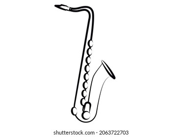 Black saxophone icon on white background.