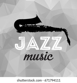 Black Saxophone isolated on Gray Background. Music Concept Sketch Style Vector illustration. Poster, Cover For The Jazz Festival With a Saxophone. 