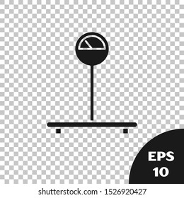 Black Scale icon isolated on transparent background. Logistic and delivery. Weight of delivery package on a scale.  Vector Illustration