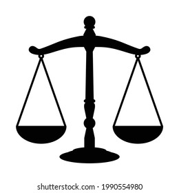 Black scale icon sign isolated on white background. Scales of Justice. Editable vector illustration EPS 10