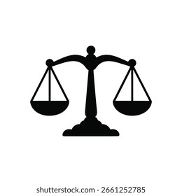 A black scale of justice icon vector