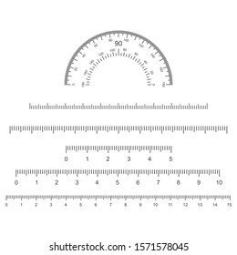 Black scale for rulers. Different units of measurement. Vector illustration.