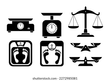 Iconos vectoriales de escala negra en fondo blanco