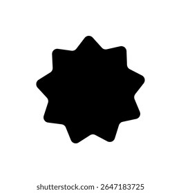 Silhueta de Estrela Circular Escalopada Preta. Emblema da etiqueta do logotipo do adesivo. Forma do rótulo para design de crachá, oferta de venda, marca de produto original, elemento de marca. Ilustração de vetor.