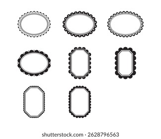 Black Scalloped Vertical Octagon Frame Vector 4