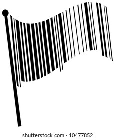 black scanning barcode as a wavy flag - vector
