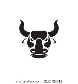 black scare head cow or buffalo logo design, vector graphic symbol icon illustration creative idea