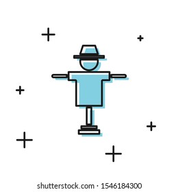 Black Scarecrow icon isolated on white background.  Vector Illustration