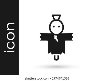 Black Scarecrow icon isolated on white background. Happy Halloween party.  Vector