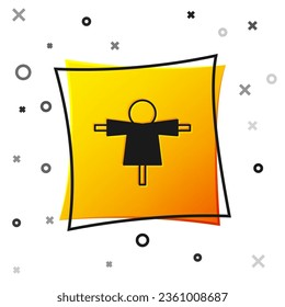 Black Scarecrow icon isolated on white background. Yellow square button. Vector