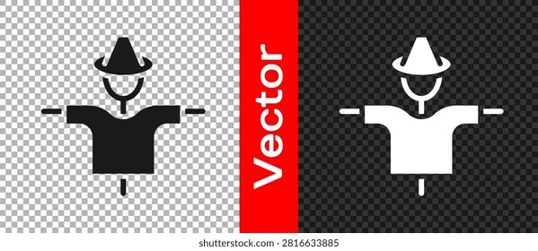 Black Scarecrow icon isolated on transparent background.  Vector